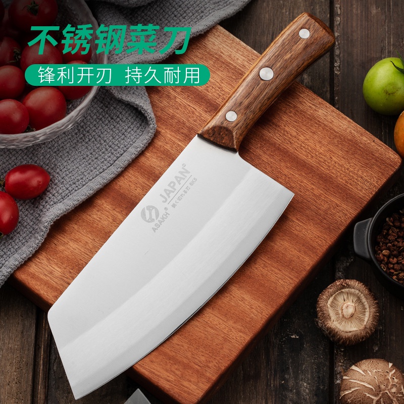 Dao Thái Thịt Cá Nhà Bếp Cao Cấp Nhật Bản ASAKH Siêu Sắc Bén Dày Dặn Cán Gỗ Chắc Chắn Kích Thước 28 Cm Tiện Lợi