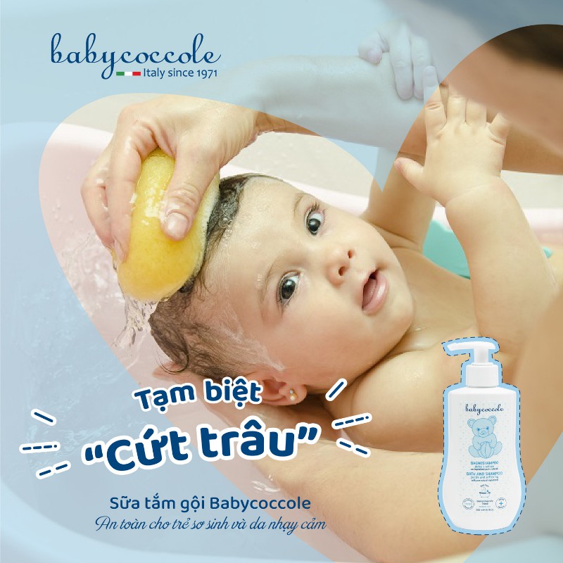 Sữa tắm gội chiết xuất hoa sen Babycoccole 250ml 0M+ nhập khẩu Italy