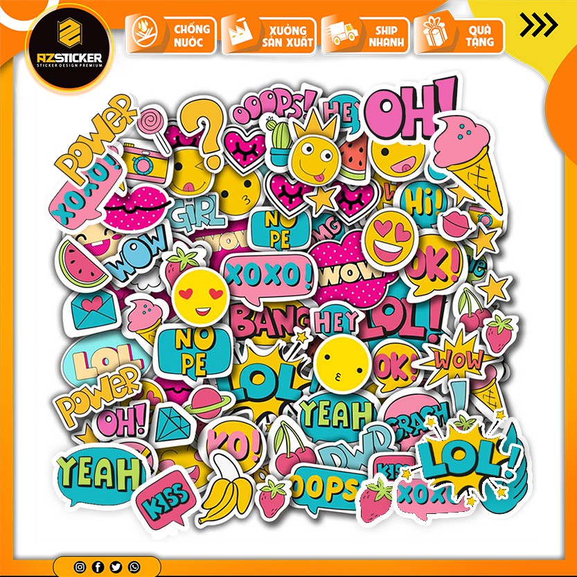 [Set 100+] Sticker Emoji Cute Trang Trí Đồ Dùng Cá Nhân | STK84 | Hình Dán Sticker Dán Mũ Bảo Hiểm Điện Thoại Laptop