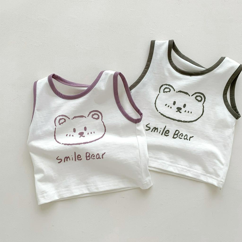 Bộ Áo Sát Nách Phối Quần Short Mỏng In Hoạt Hình Thời Trang Mùa Hè Cho Bé