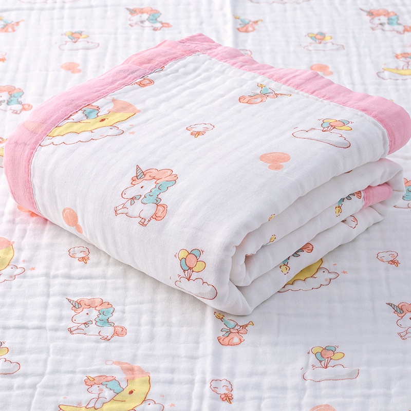 Chăn sợi tre, mền sợi tre 6 lớp có bo viền cho bé yêu