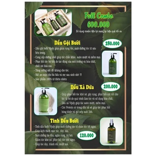 Combo Dầu Gội Bưởi Vijully dưỡng tóc - kích mọc tóc (Dầu gội + Dầu xả + Xịt tinh dầu bưởi Vi Jully Cosmetic)