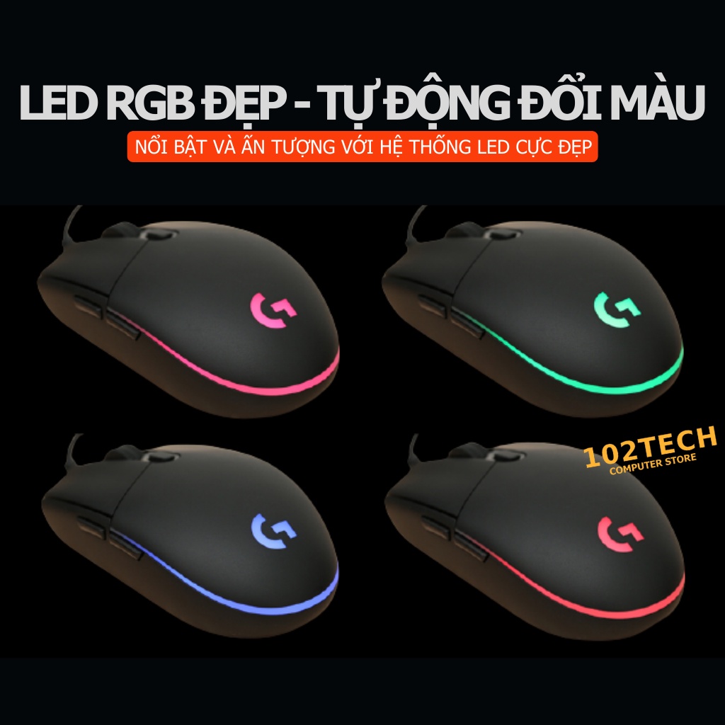 Chuột máy tính có dây Logitech G102 8000 DPI Led RGB nhanh và chính xác phù hợp làm chuột gaming làm việc văn phòng