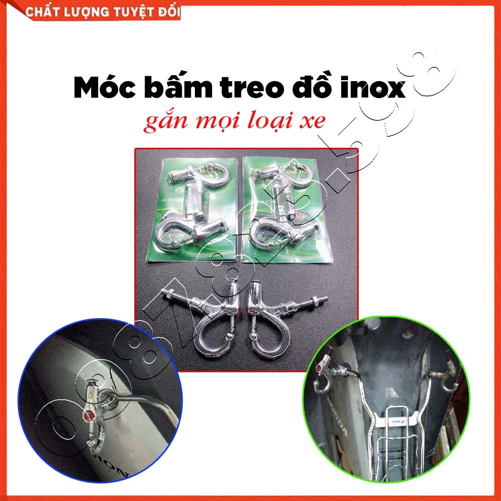 Bộ 2 Móc Treo Đồ Inox Gắn 2 Bên Xe Máy