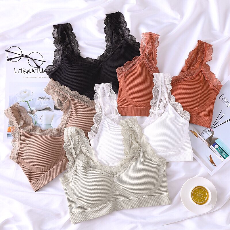 Áo Bra Nữ FREESHIP 50K Áo Bra Nữ Hở Lưng Viền Ren Cotton Thiết Kế Không Gọng Nâng Ngực Gợi Cảm - Dễ Dàng Phối Đồ BR06