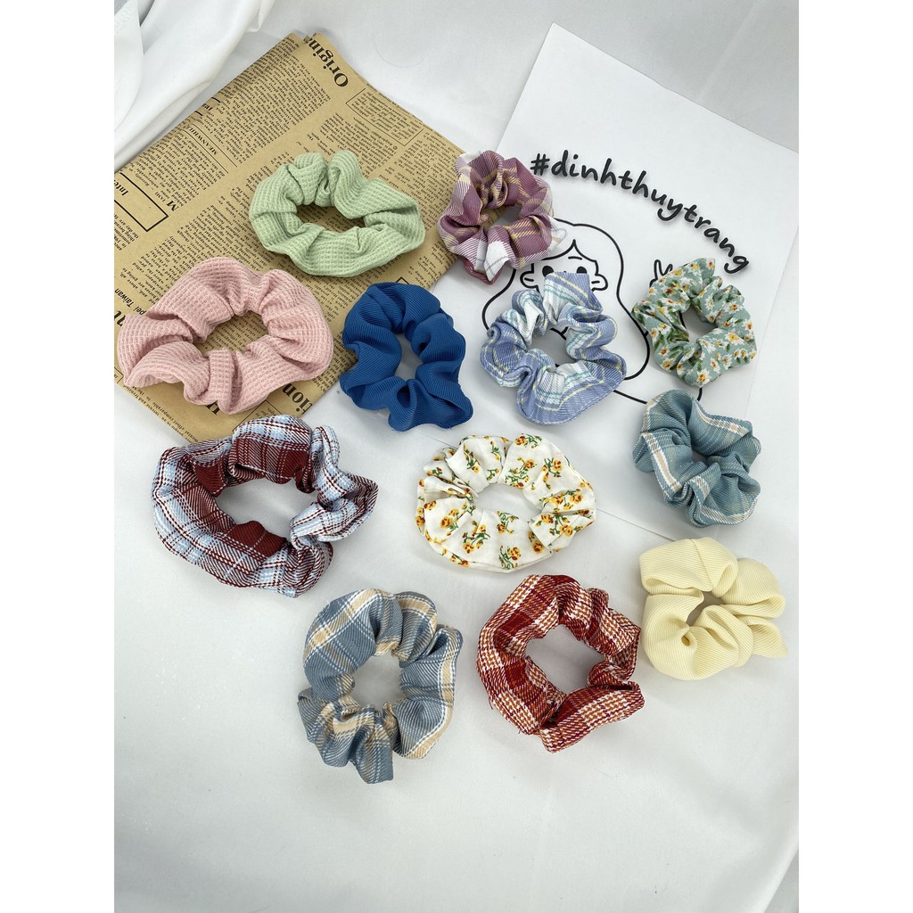 Dây Tóc Nữ Hình Bánh Donut Dễ Thương❤️𝙁𝙍𝙀𝙀𝙎𝙃𝙄𝙋❤️Băng Zo Tóc Hoạ Tiết Xinh Xắn-Dây Buộc Scrunchies