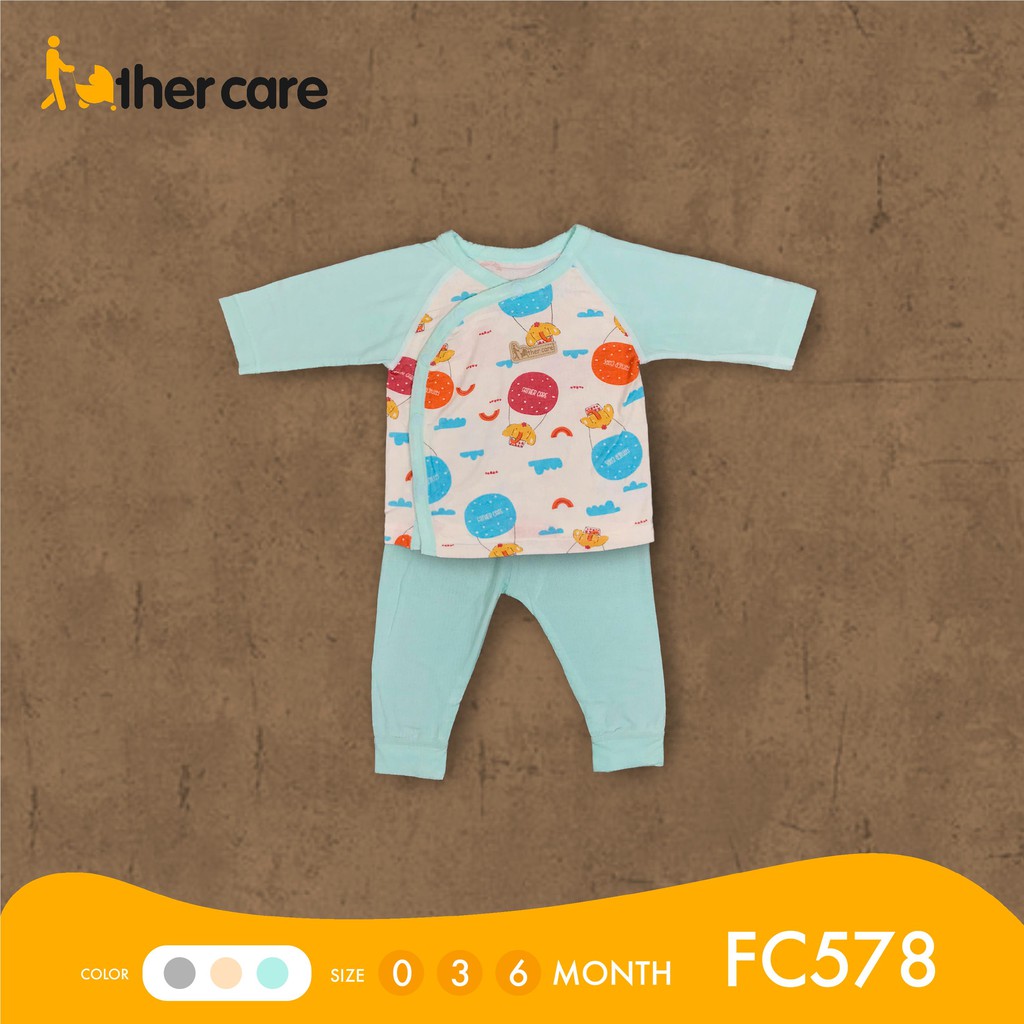 Bộ Quần Áo sơ sinh DT FatherCare Cài Lệch - Họa Tiết Voi Trơn FC578