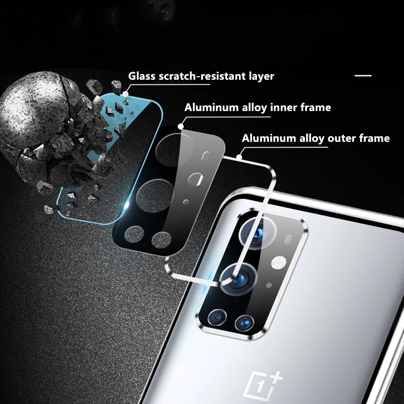 Ốp Lưng Kính Cường Lực Khung Kim Loại Có Nam Châm Cho Oneplus 9r 1 +