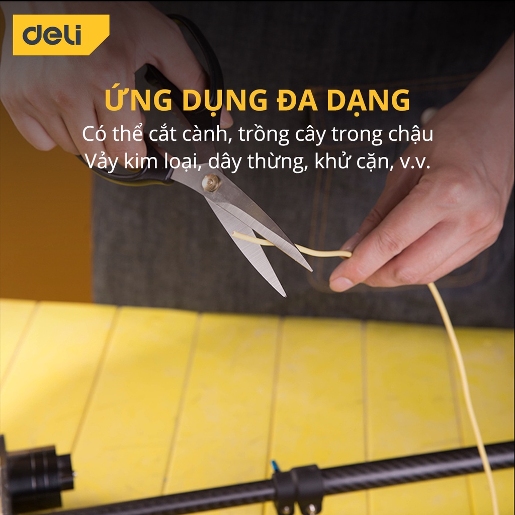 Kéo Cắt Đa Năng Deli Cao Cấp - Lưỡi Cắt Sắc Bén - Chất Liệu Thép Không Gị, Tay Cầm Nhựa Chống Trơn Trượt - DL2614