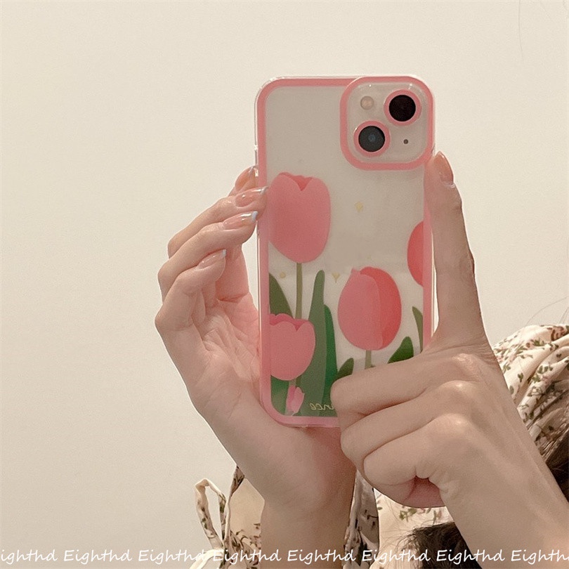 Ốp Điện Thoại Silicon Mềm Chống Sốc Họa Tiết Hoa Tulip Cho iPhone 13 12 11 Pro Max X XR Xs Max 6 7 8 Plus SE 2020