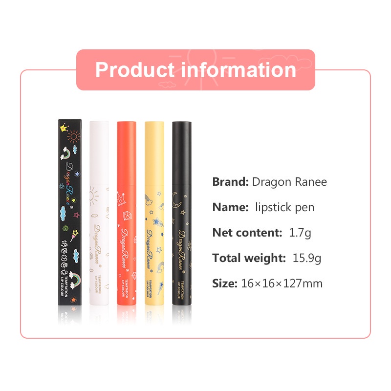 [Hàng mới về] Set 3 Son Môi Bút Chì Hiệu Ứng Lì Màu Sắc Thời Trang Thương Hiệu Dragon Ranee