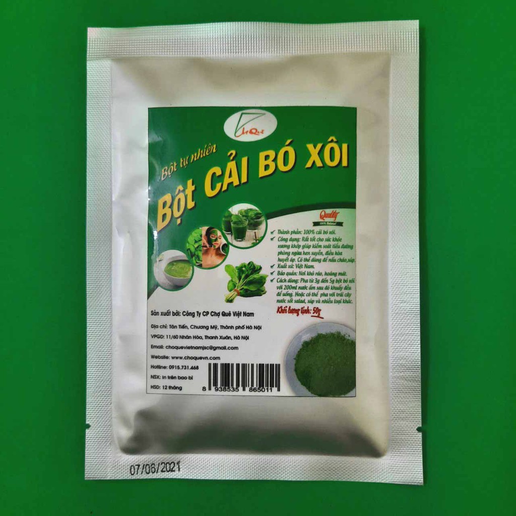 Bột Cải Bó Xôi Nguyên Chất Gói 50g Sấy Lạnh