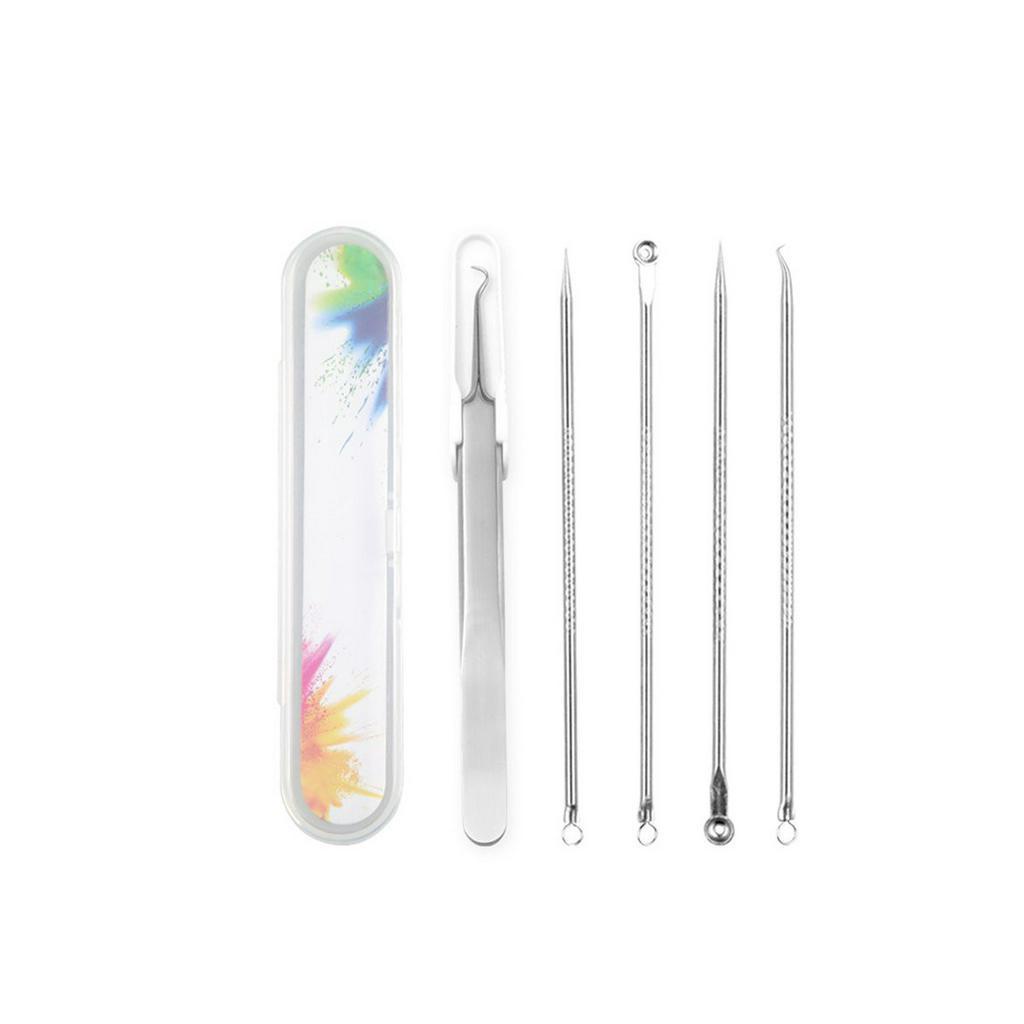 (Hàng Mới Về) Set 5 Dụng Cụ Nặn Mụn Đầu Đen Bằng Thép Không Gỉ