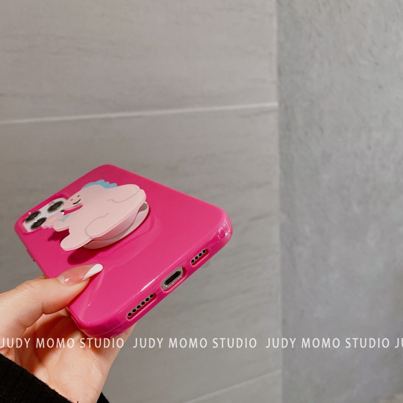 Ốp Điện Thoại Màu Kẹo Có Giá Đỡ Hình Khủng Long Cho Iphone 11 8 7 Plus SE2 XS XR 12 13 PRO MAX