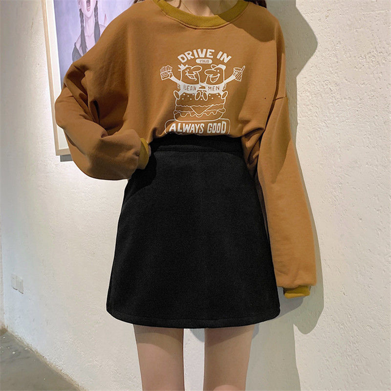 Chân Váy Dạ Corduroy Skirt Women's New Skirt Loose Temperament Short Skirt High Waist A-line Skirt | BigBuy360 - bigbuy360.vn