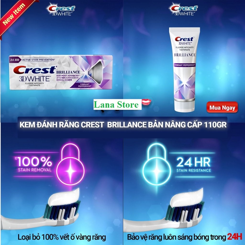 Kem Đánh Răng CREST 3D WHITE BRILLIANCE 116g - MỸ