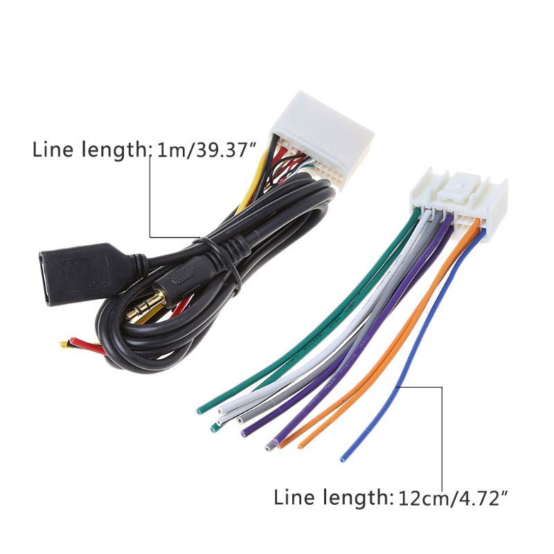 Dây Cáp Nối Nguồn Âm Thanh Nổi Với Cổng USB AUX Pl Cho Radio Xe Hơi