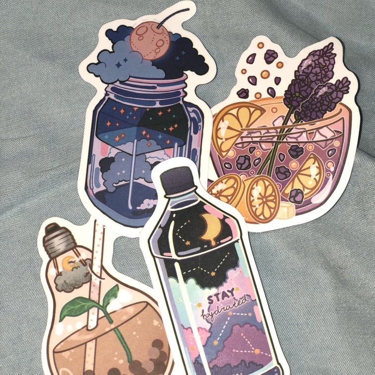 Set 50 miếng dán trang trí vali / laptop / đàn ghi ta / va li chống thấm nước họa tiết hoạt hình dễ thương