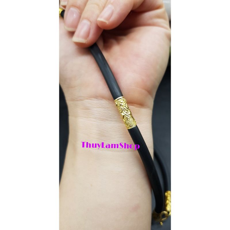 Vòng đeo cổ dây cao su bọc charm rồng 5mm