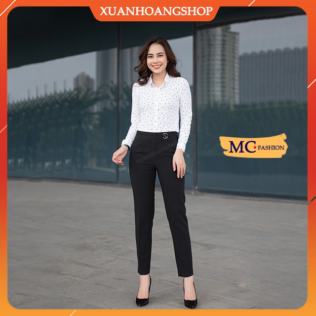 Quần Tây Nữ Lưng Cao Mc Fashion, Cạp Đẹp, Kiểu Dáng Quần Âu Nữ Công Sở, Ống Baggy, Màu Đen, Q0392