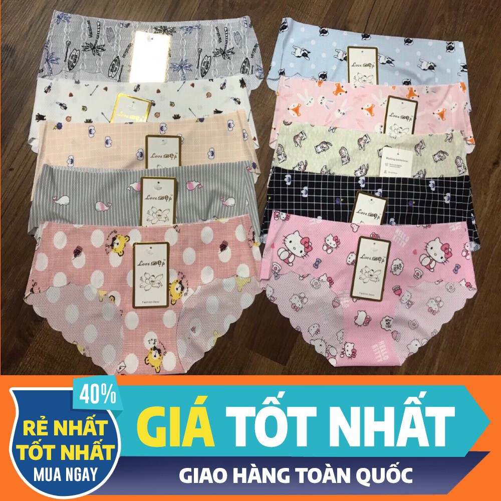 Quần lót nữ Combo 5 chiếc Quần Su Điều Hòa Kute-Thông hơi Không Đường May Siêu Mát Lạnh