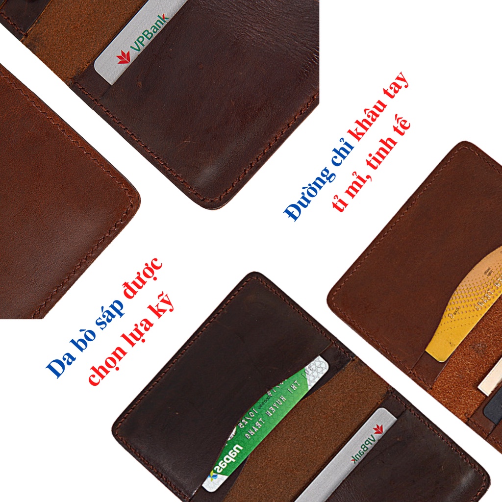 Ví Nam Nữ Mini WEMODA đựng card da Sáp chế tác thủ công bảo hành 24 tháng