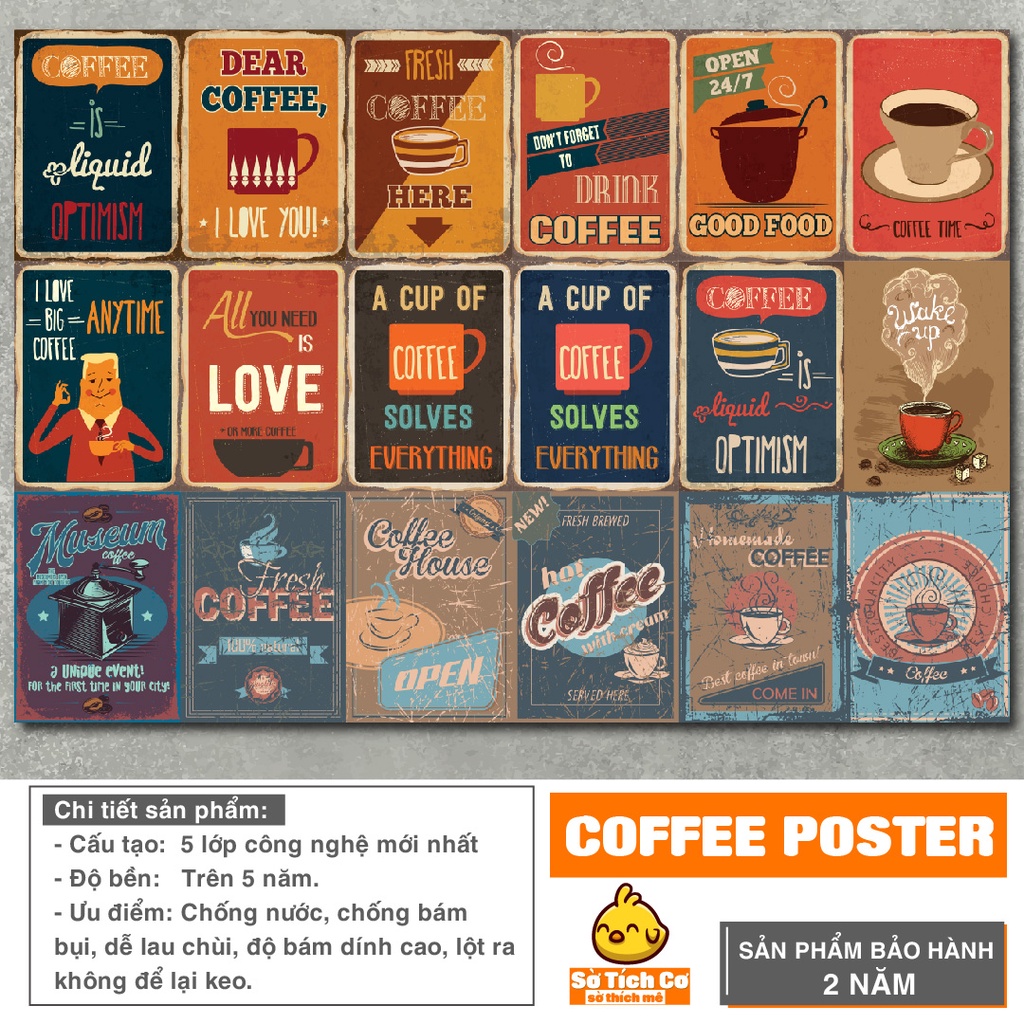 Poster dán tường decal khổ A4 A5 trang trí phòng, cửa hàng, salon,… chủ đề Coffee 2 MSP: PT15