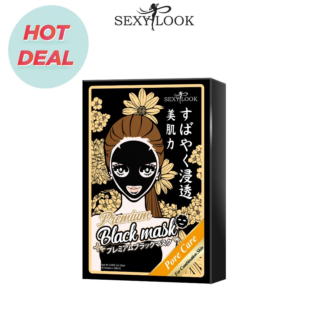 Mặt Nạ Đen SEXYLOOK Hoa Cúc Intensive Pore Care Black Facial Mask Giảm Mụn Trắng (Hộp x 28ml)