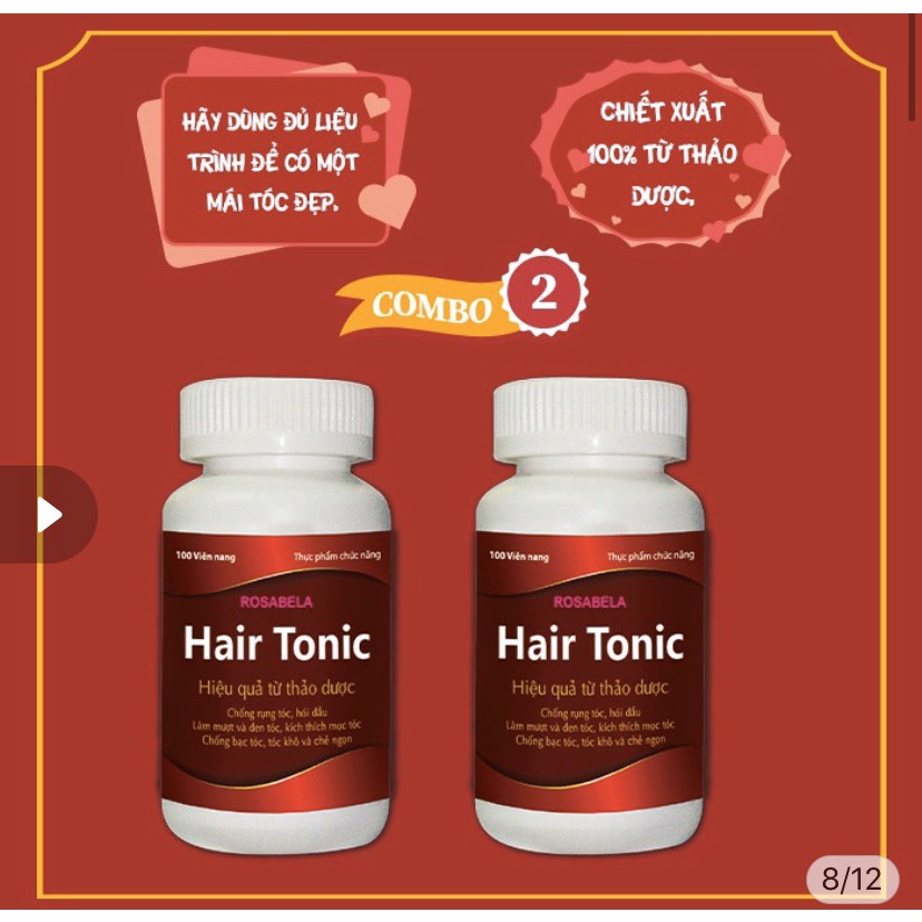 HAIR TONIC - VIÊN UỐNG MỌC TÓC HAIR TONIC - KÍCH THÍCH MỌC TÓC, GIẢM GÃY RỤNG - HỘP 100 VIÊN.