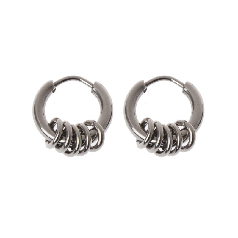 Cặp khuyên tai thép titan tròn phong cách punk cá tính trẻ trung