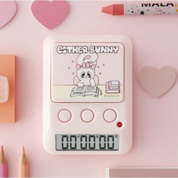 Đồng hồ bấm giờ Dretec X Esther Rabbit màu hồng dễ thương