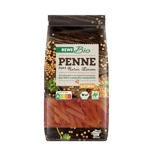 Nui ống penne từ hạt lentil đỏ hữu cơ hiệu Rewe Bio 250g