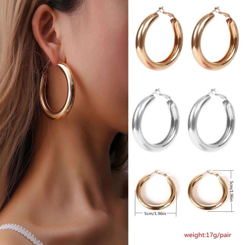 Bông tai dáng tròn phong cách tối giản sang trọng