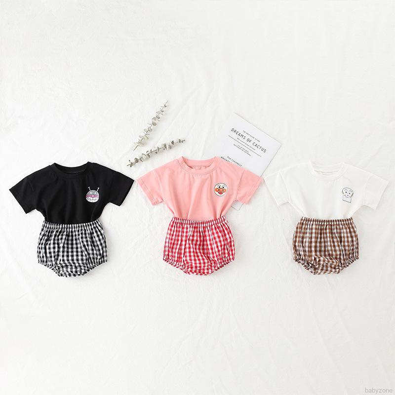 Bộ Áo Thun Ngắn Tay In Hoạt Hình + Quần Ngắn Cho Bé