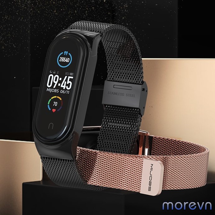 Dây đeo nam châm CS Mi band 5 chính hãng Mijobs - dây đeo thay thế miband 5 milanese loop viền cong CS