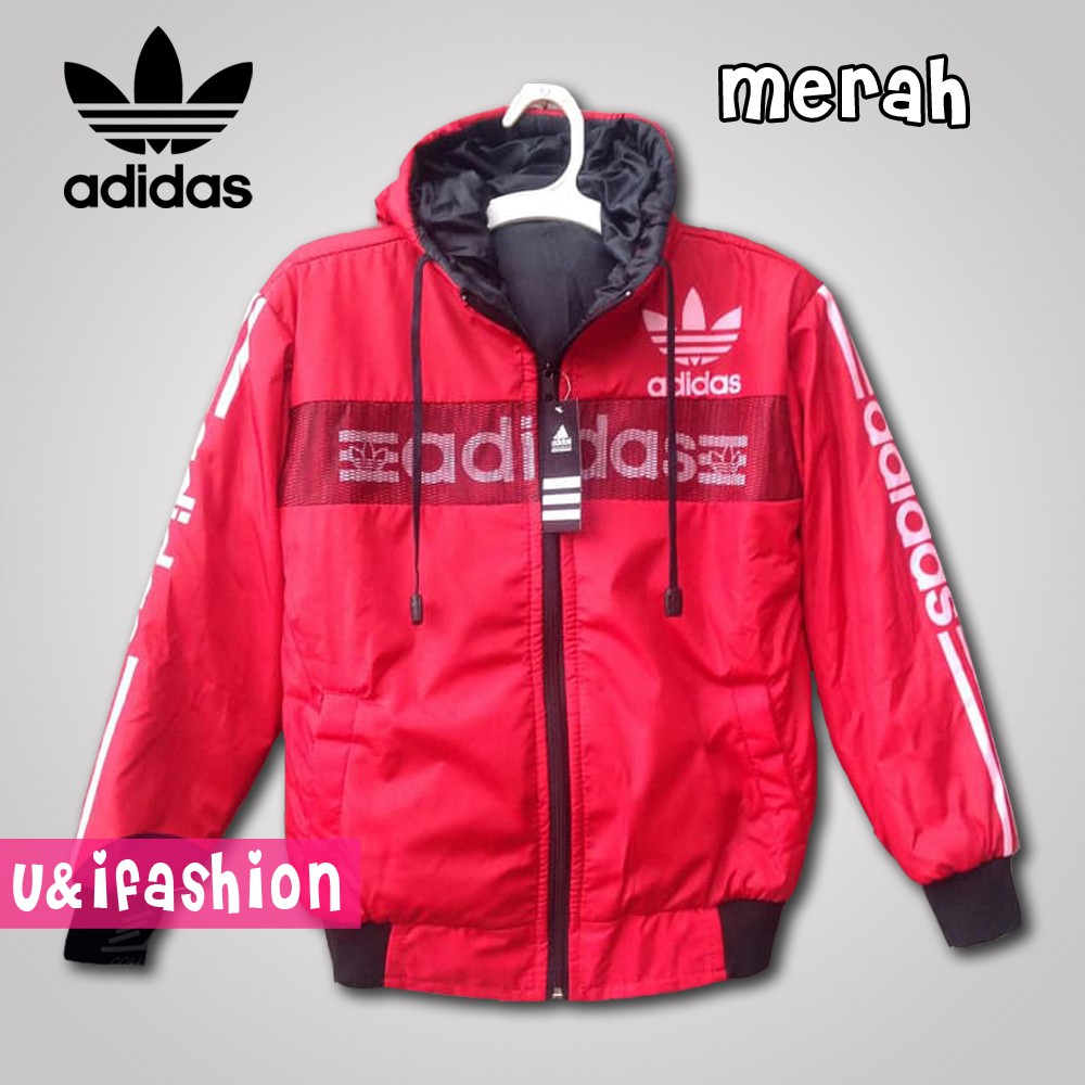 Áo Khoác Hoodie Adidas Chất Liệu Dày Dặn Màu Đỏ Cho Bé