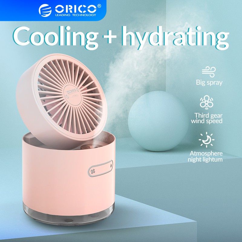Quạt Phun Sương Tạo Độ Ẩm Orico D-22 Màu Hồng