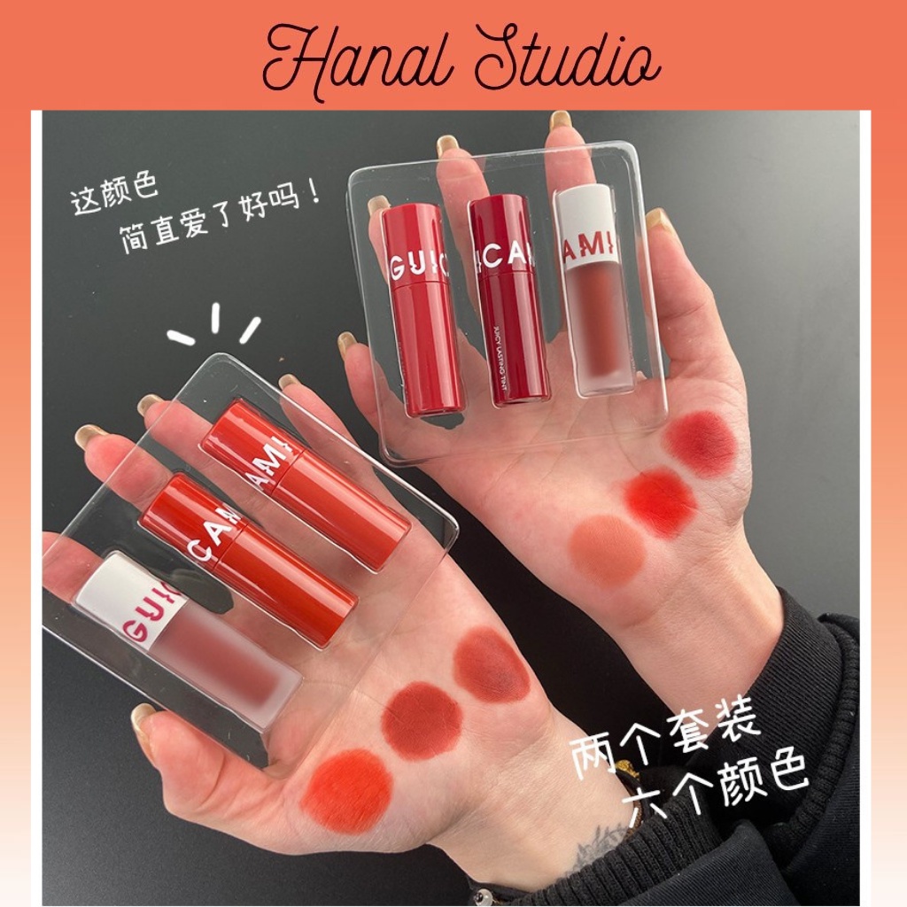 Bộ 3 thỏi son kem GUICAMI xinh xắn lâu trôi Hanal SM10