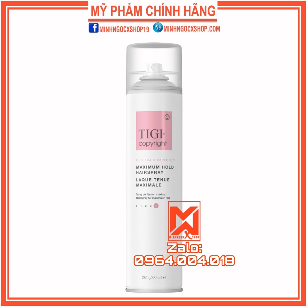 Gôm xịt khóa kiểu mạnh TIGI COPYRIGHT MAXIMUM HOLD HAIRSPRAY 100 - 385ml chính hãng