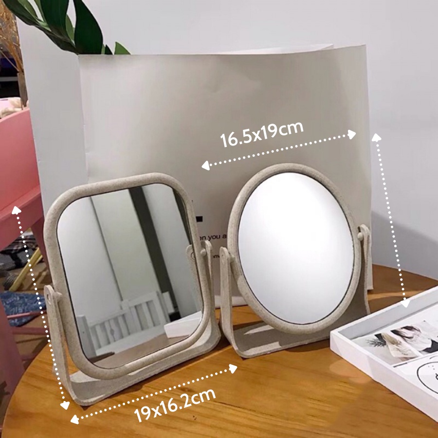 Gương trang điểm để bàn 2 mặt xoay hình vuông 360 độ chân chắc chắn QD20 - QUANDECOR