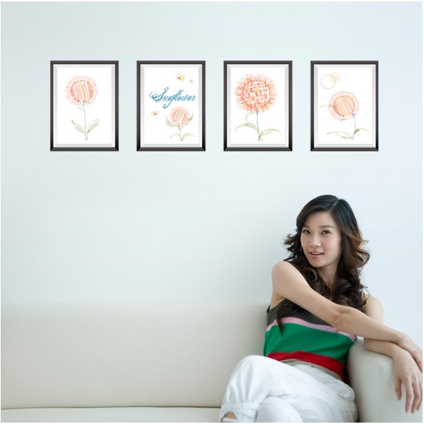 Decal trang trí tường4 khung Hoa sang trọng