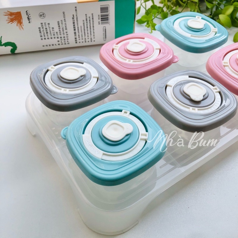 Hộp trữ đông,bảo quản đồ ăn cho bé cao cấp tiện dụng - Set 6 hộp Misuta