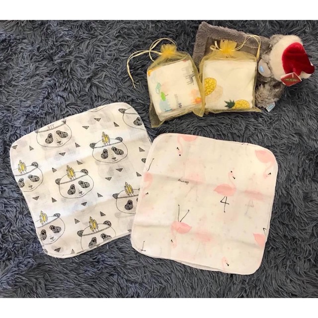 Set 10 khăn aden sợi tre túi lưới