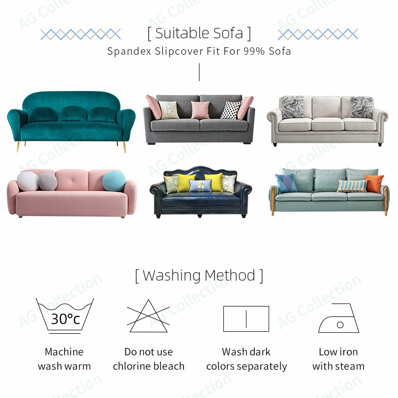 Áo bọc ghế sofa 1/2/3/4 người ngồi vải polyester co giãn có thể tháo rời họa tiết hoa cương 10 màu tùy chọn