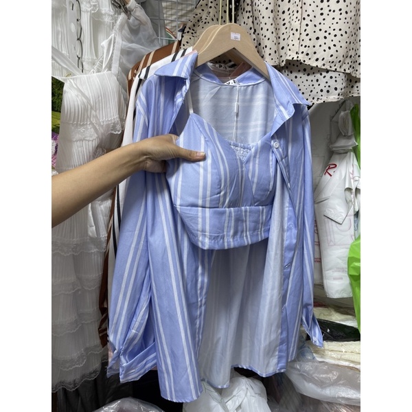 Set áo sơ mi + áo hai dây hàng Thailand