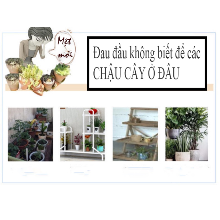 Kệ để chậu hoa, kệ trang trí ban công phòng khách bậc thang, kệ hoa phòng khách gỗ tự nhiên phong cách Bắc Âu