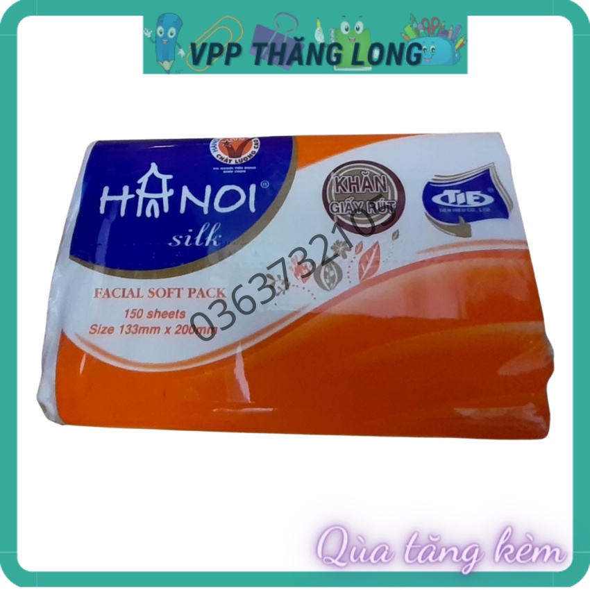 Khăn giấy ăn gói rút Hà Nội Silk 150 tờ 1 gói, 1 bịch 3 gói