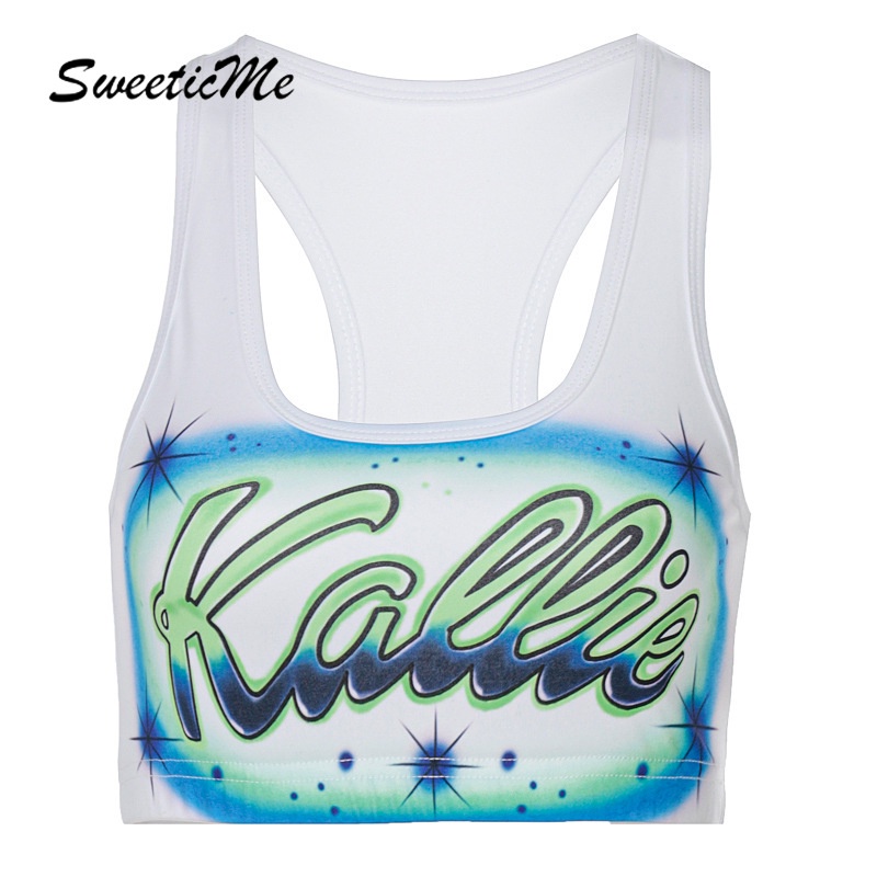 Áo Hai Dây Cổ Vuông In Chữ Mới Mẻ Dành Cho Nữ