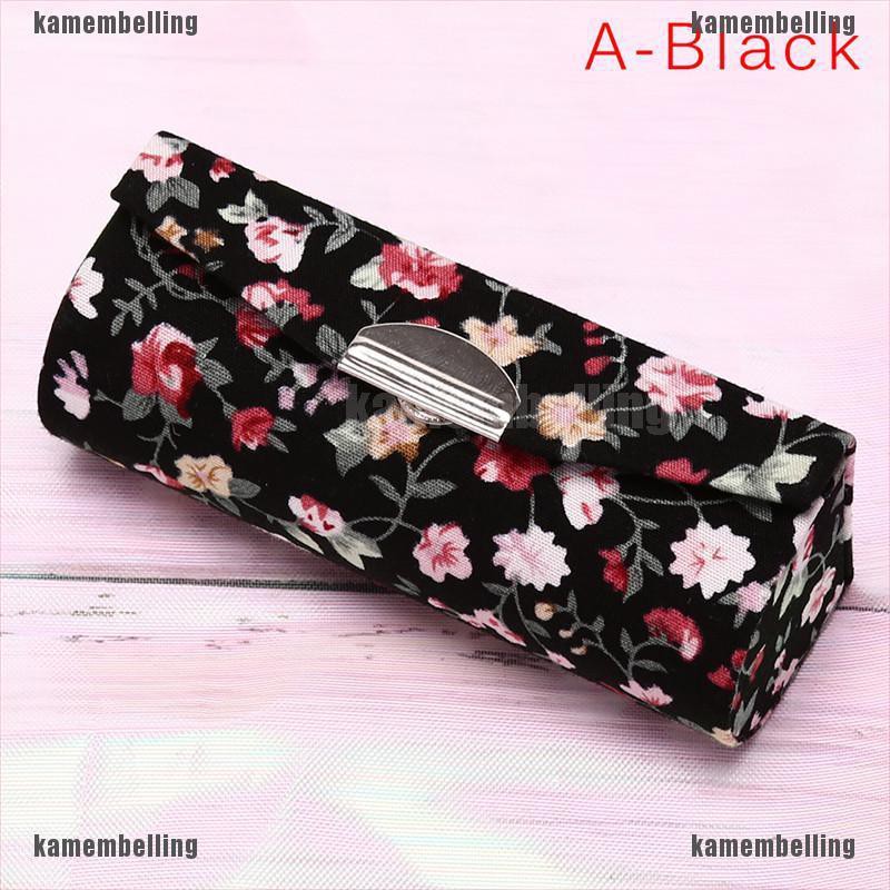Hộp Đựng Son Môi Họa Tiết Thêu Hoa Kèm Gương Phong Cách Retro