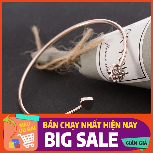 Lắc tay vòng hở họa tiết trái tim đính đá xinh xắn cho nữ | BigBuy360 - bigbuy360.vn